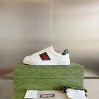 Gucci Unisex GG Ace Sneaker Web Blue White Leather Green Red Web Rubber Low Heel (8)