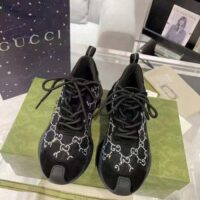 Gucci Unisex GG Gucci Run GG Crystal Mesh Sneaker Black Suede Mid 6 CM Heel (4)