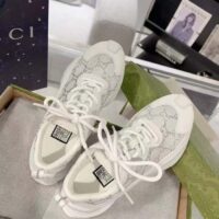 Gucci Unisex GG Gucci Run GG Crystal Mesh Sneaker White Suede Mid 6 CM Heel (8)