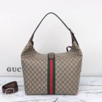 Gucci Unisex GG Jackie 1961 Medium Shoulder Bag Beige Ebony GG Supreme (11)