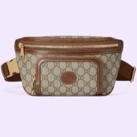 Gucci Unisex GG Large Belt Bag Beige Ebony GG Supreme Canvas Oval Interlocking G Leather (11)