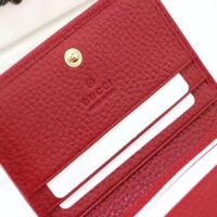 Gucci Unisex GG Leather Card Case Wallet Red Double G Snap Closure (6)