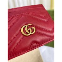 Gucci Unisex GG Marmont Matelassé Card Case Red Chevron Leather Double G (6)