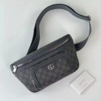 Gucci Unisex GG Ophidia Belt Bag Grey Black GG Supreme Canvas Leather Double G (9)