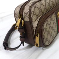 Gucci Unisex GG Ophidia Small Messenger Bag Beige Ebony GG Supreme Canvas (1)