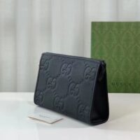 Gucci Unisex Jumbo GG Pouch Black Jumbo GG Leather Zip Closure (12)