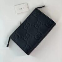 Gucci Unisex Jumbo GG Pouch Black Jumbo GG Leather Zip Closure (12)