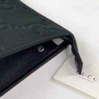 Gucci Unisex Jumbo GG Pouch Black Jumbo GG Leather Zip Closure (12)