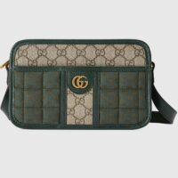 Gucci Unisex Mini GG Canvas Shoulder Bag Green Quilted Beige Ebony Supreme Double G (8)