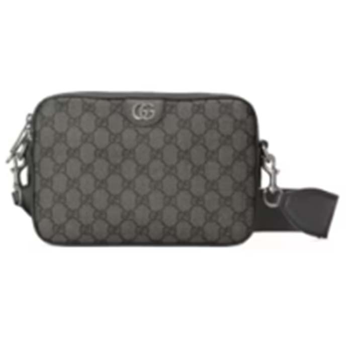 Gucci Unisex Ophidia GG Shoulder Bag Grey Black GG Supreme Canvas Double G