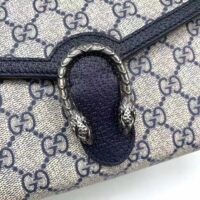 Gucci Women Dionysus GG Mini Chain Wallet Beige Blue GG Supreme Canvas Leather (6)