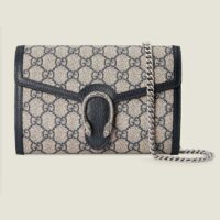 Gucci Women Dionysus GG Mini Chain Wallet Beige Blue GG Supreme Canvas Leather (6)