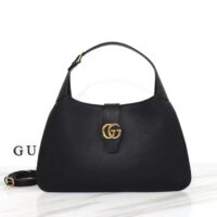 Gucci Women GG Aphrodite Large Shoulder Bag Black Soft Leather (10)