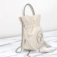 Gucci Women GG Blondie Mini Bucket Bag White Leather Round Interlocking G (1)