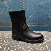 Gucci Women GG Gucci Boot Black Leather Rubber Sole Mid 8.9 CM Heel (2)