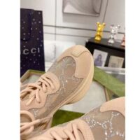 Gucci Women GG Gucci Run GG Crystal Mesh Sneaker Pink Suede Mid 6 CM Heel (5)