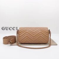 Gucci Women GG Marmont Matelassé Shoulder Bag Rose Pink Chevron Leather Double G (8)