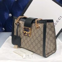 Gucci Women Padlock Small GG Shoulder Bag Beige Ebony GG Supreme Canvas Black Leather (1)