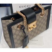 Gucci Women Padlock Small GG Shoulder Bag Beige Ebony GG Supreme Canvas Black Leather (1)