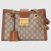 Gucci Women Padlock Small GG Shoulder Bag Beige Ebony GG Supreme Canvas Brown Leather (1)