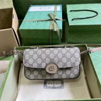 Gucci Women Petite GG Shoulder Bag Mini Beige Ebony GG Supreme Canvas Double G (4)