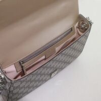 Gucci Women Petite GG Small Shoulder Bag Beige Ebony GG Supreme Canvas Double G (2)