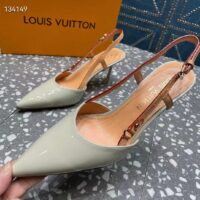 Louis Vuitton LV Women Blossom Slingback Pump Cream Patent Calf Leather Natural Cowhide (5)