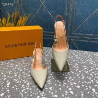 Louis Vuitton LV Women Blossom Slingback Pump Cream Patent Calf Leather Natural Cowhide (5)