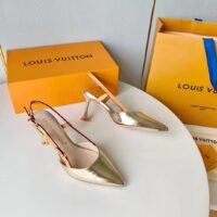 Louis Vuitton LV Women Blossom Slingback Pump Light Gold Metallic Calf Leather Cowhide (12)