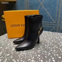 Louis Vuitton LV Women Sparkle Ankle Boot Black Lamb Leather Side Zip 9.5 CM Heel (6)