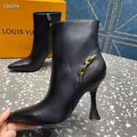 Louis Vuitton LV Women Sparkle Ankle Boot Black Lamb Leather Side Zip 9.5 CM Heel (6)