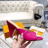 Louis Vuitton LV Women Super Mule Fuchsia Monogram-Debossed Patent Calf Leather 10 CM Heel (2)