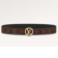 Louis Vuitton Unisex LV Circle 35 MM Reversible Belt Black Leather Monogram Canvas (6)