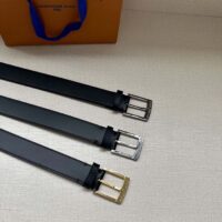 Louis Vuitton Unisex LV City Pin 35 MM Belt Black Smooth Calf Leather (1)