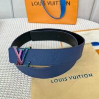 Louis Vuitton Unisex LV Initials 40 MM Reversible Belt Dark Blue Taurillon Calf Leather (6)