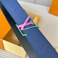 Louis Vuitton Unisex LV Initials 40 MM Reversible Belt Dark Blue Taurillon Calf Leather (6)