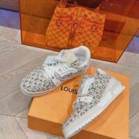 Louis Vuitton Unisex LV Trainer Sneaker Beige Monogram Textile Rubber Outsole Initials (12)