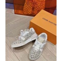 Louis Vuitton Unisex LV Trainer Sneaker Beige Monogram Textile Rubber Outsole Initials (12)