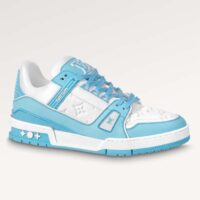 Louis Vuitton Unisex LV Trainer Sneaker Blue Mix Materials Rubber Initials Monogram Flowers (7)