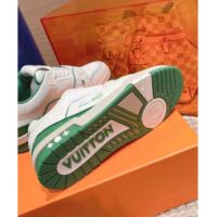 Louis Vuitton Unisex LV Trainer Sneaker Green Grained Calf Leather Rubber Initials (4)