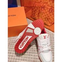 Louis Vuitton Unisex LV Trainer Sneaker Red Calf Leather Rubber Outsole Initials (7)