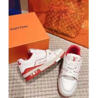 Louis Vuitton Unisex LV Trainer Sneaker Red Calf Leather Rubber Outsole Initials (7)