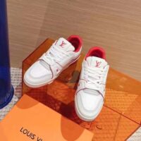 Louis Vuitton Unisex LV Trainer Sneaker Red Calf Leather Rubber Outsole Initials (7)