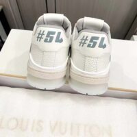 Louis Vuitton Unisex LV Trainer Sneaker White Grained Calf Leather Rubber Initials Monogram Flowers (6)