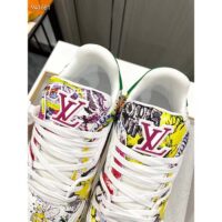 Louis Vuitton Unisex LV Trainer Sneaker White Printed Canvas Rubber Outsole Initials (4)