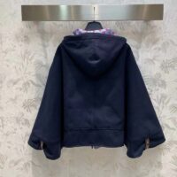 Louis Vuitton Women Cape Hoodie 3D-Effect Monogram Jacquard Wool Silk Navy Regular Fit (12)