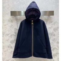 Louis Vuitton Women Cape Hoodie 3D-Effect Monogram Jacquard Wool Silk Navy Regular Fit (12)