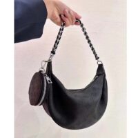 Louis Vuitton Women LV Baia PM Black Perforated Mahina Calfskin Round Coin Purse (12)