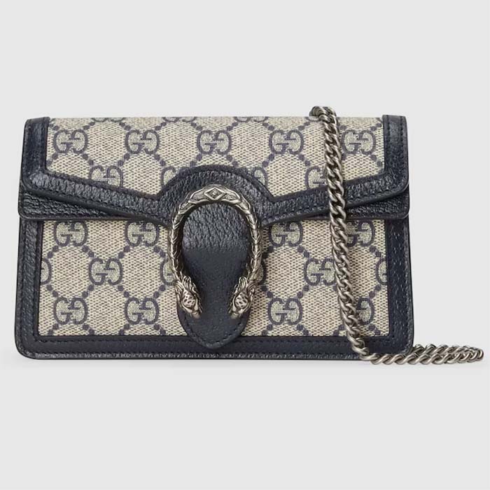 Gucci Unisex Dionysus GG Super Mini Bag Beige Blue GG Supreme Canvas