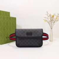 Gucci Unisex GG Black Belt Bag Black Grey GG Supreme Canvas Leather Trim (9)